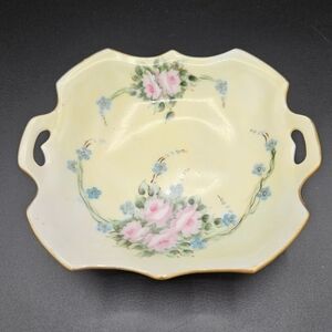 1937 Prov Saxe E.S. Germany Yellow Floral Tidbit Plate Erdmann Schlegelmilch